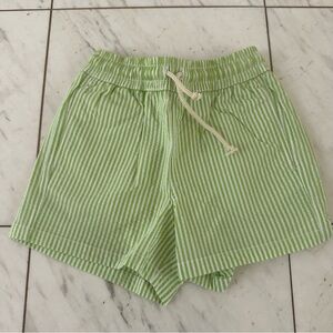 Little Flower Boys Striped Green Swim Trunks